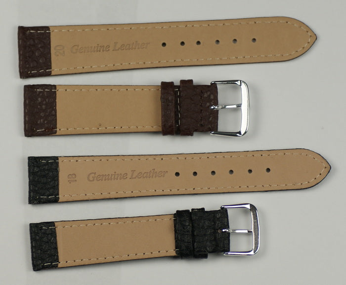 Buffalo Grained Leather watch strap replacement for formal black/brown 12mm-20mm